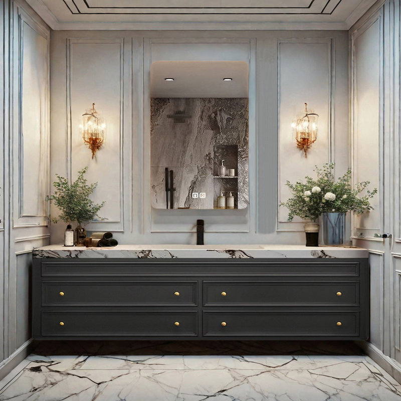 Armoire de salle de bain moderne française, H 19,68 po x l 62,99 po x P 19,68 po