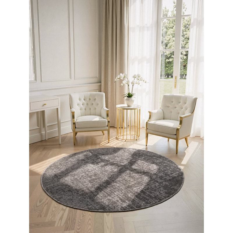 Geometric Cotton Area Rug, Round 200 cm