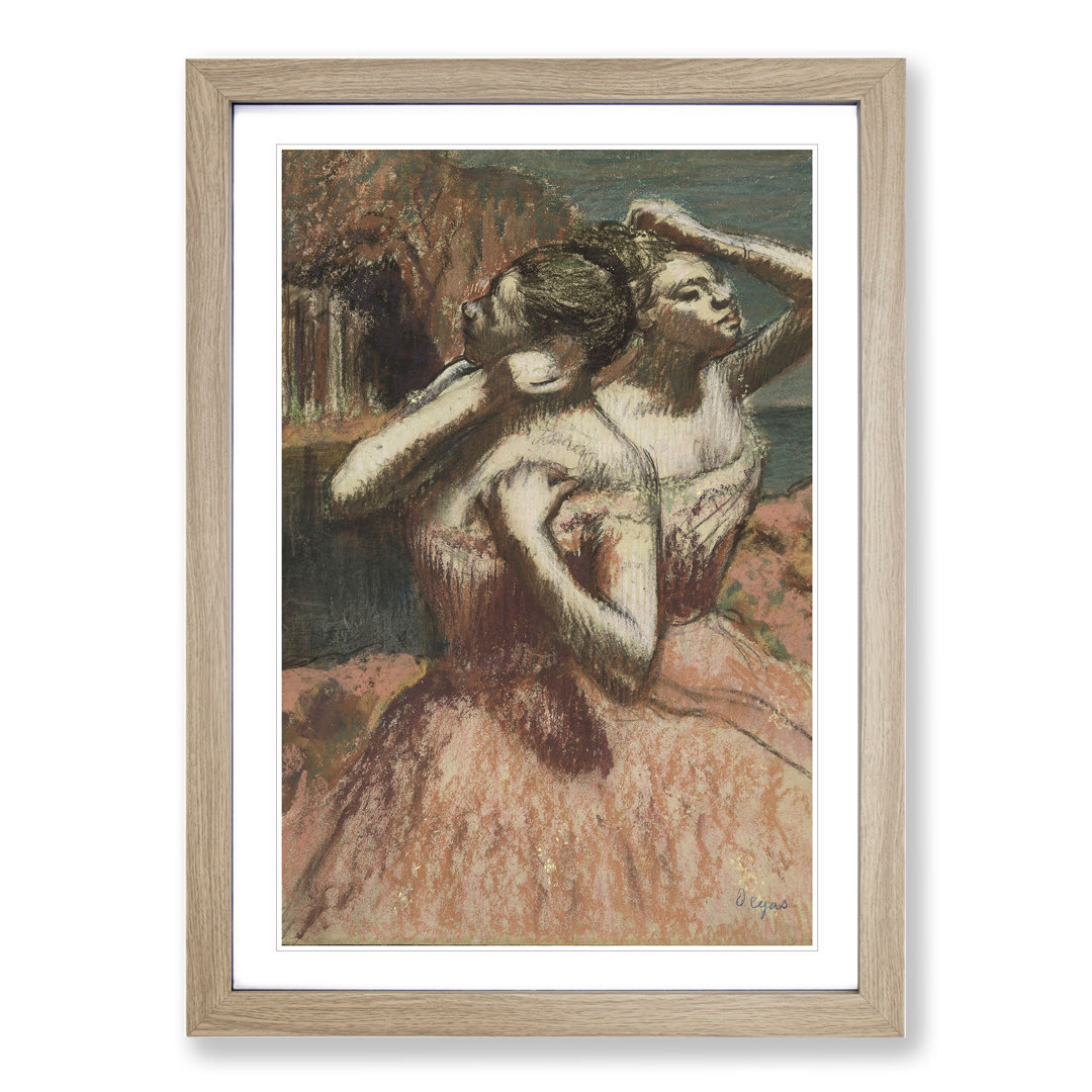 Two Ballet Ballerina Dancers in Pink by Edgar Degas - Framed Print
