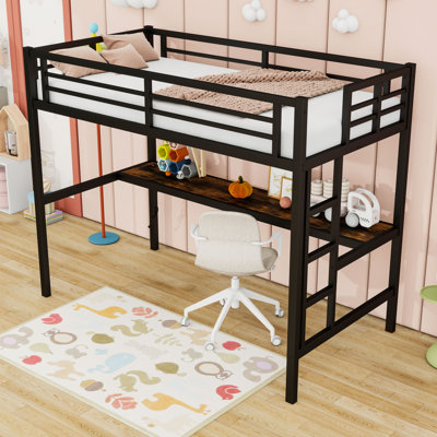 Metal Loft Bed With LED Lighted
