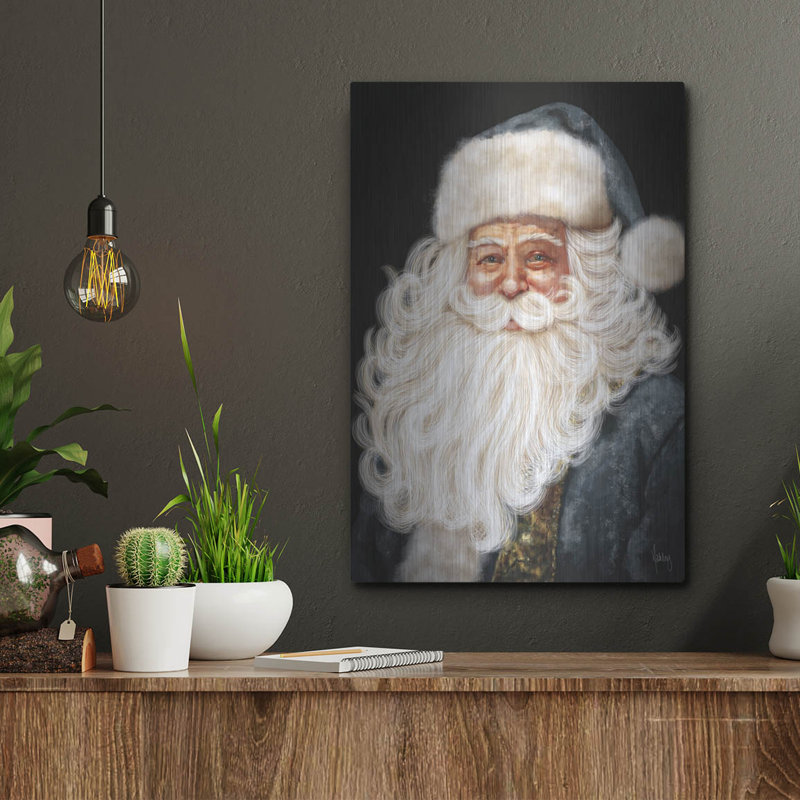  «Blue Santa» par Ashley Bradley, art mural en métal, 12 po x 16 po, H 16 po x l 12 po