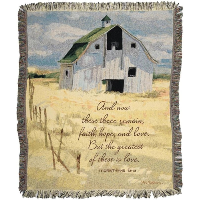 Jeté manuel en coton avec verset inspirant 50 x 60 po Sheffield Farms