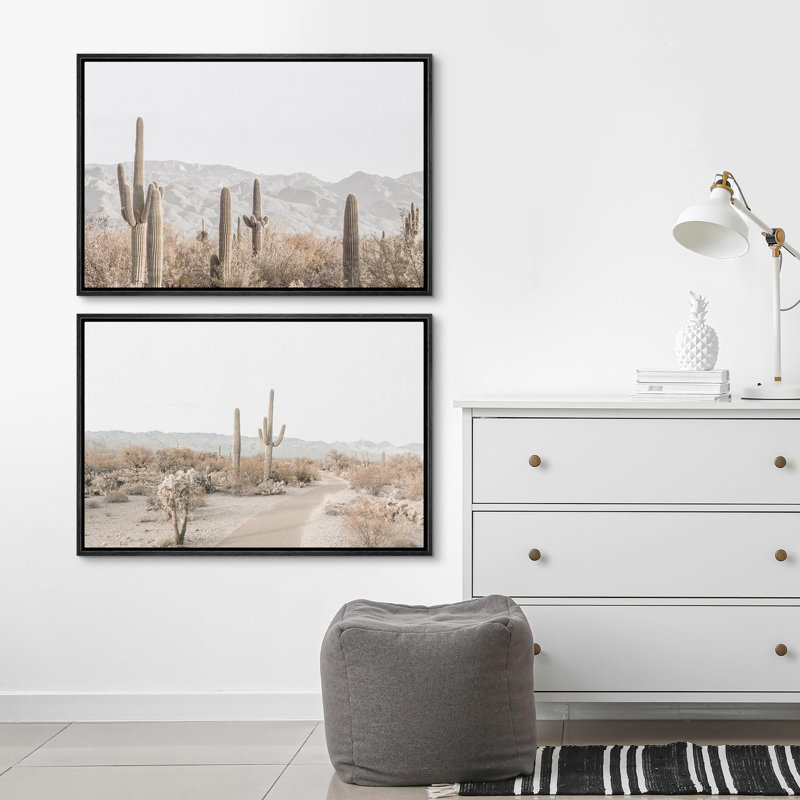 «Southwest Desert Cactus», 2 pièces, Cadre noir, H 24 po x l 36 po