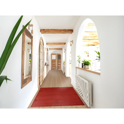 Tapis rouge en laine pour vestibule moderne Gabbeh 3 x 5