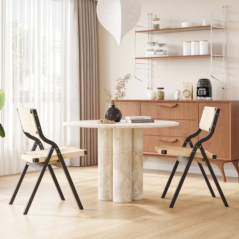 Ensemble de 2 chaises pliantes, chaises de salle à manger empilables d'intérieur, chaise d'appoint, Natural