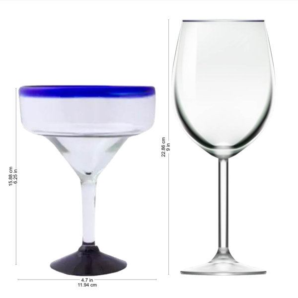 Handblown Eco-Friendly Wine Glasses in Blue (Set of 6) - Blue Ribbon