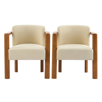 Christopher Knight Home 25" W x 26.25" D x 28.5" H Walnut Rubber Wood Set of 2 Upholstered Armchairs