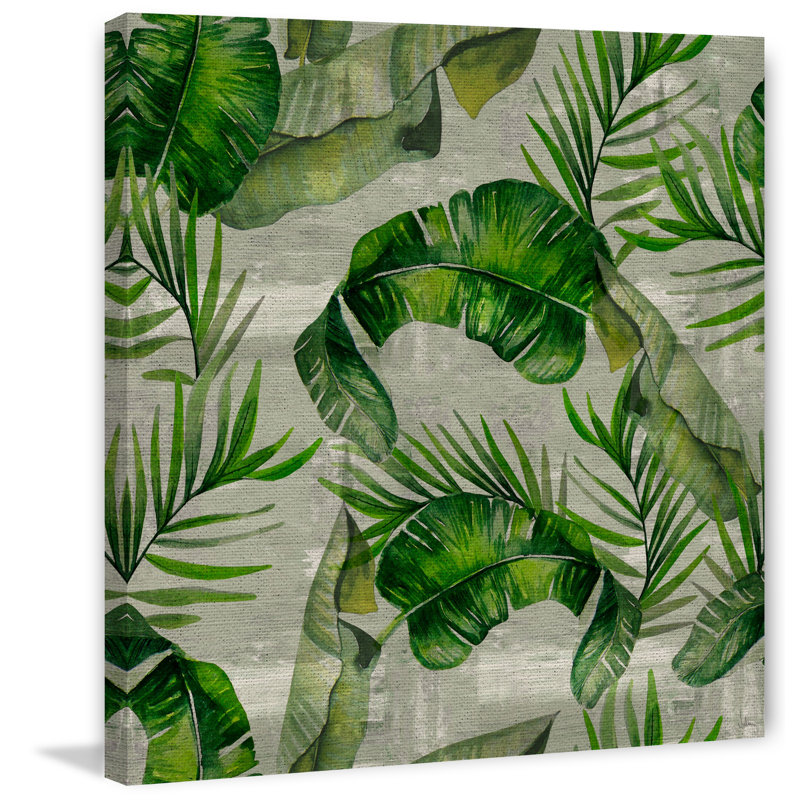 « banane leaf madness », reproduction de peinture à l’aquarelle sur toile, H 24 po x l 24 po x P 1,5 po