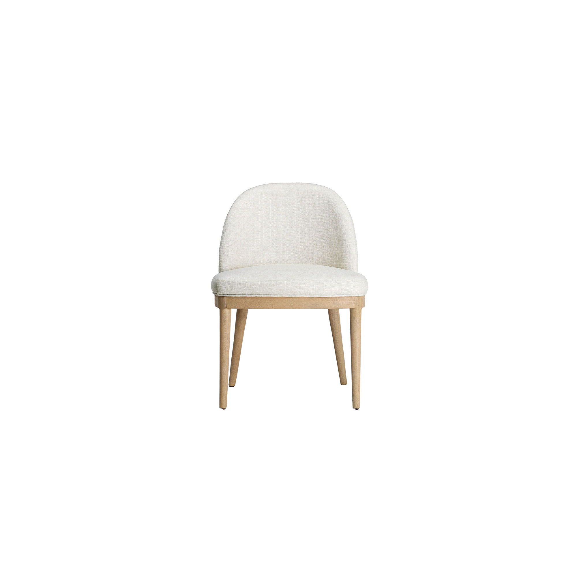 Curved Back Upholstered Dining Chair With Solid Wood Legs, Natural Wood