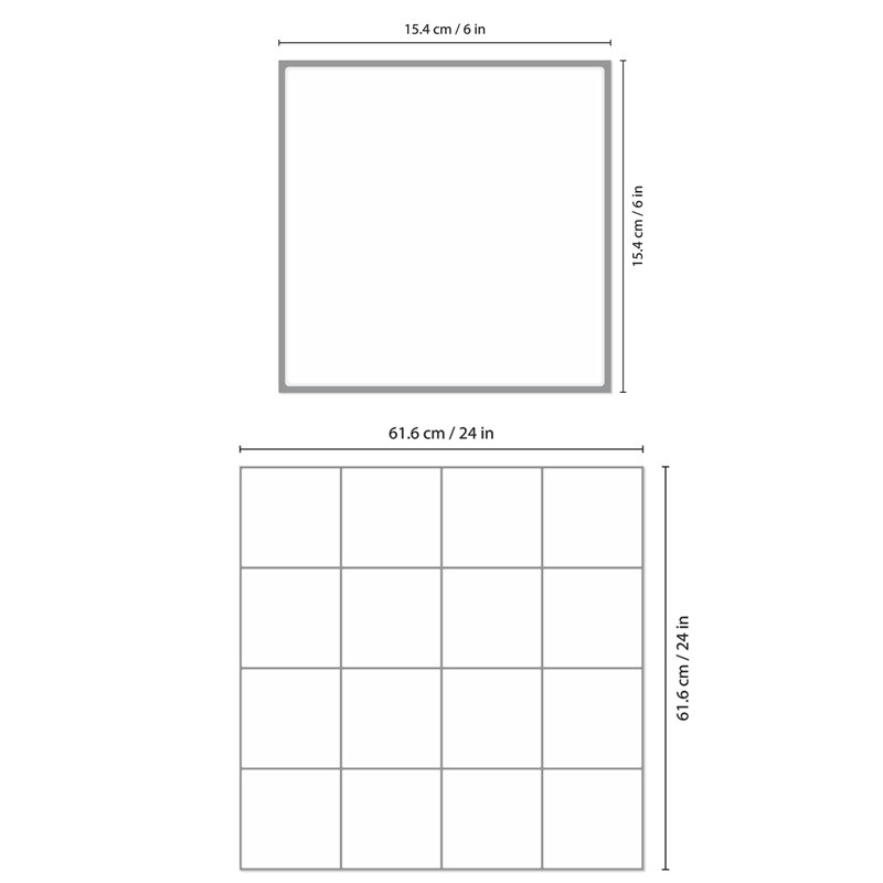 Aarica Spanish Retro White  Square Glossy 3D Tile Stickers 15 x 15cm