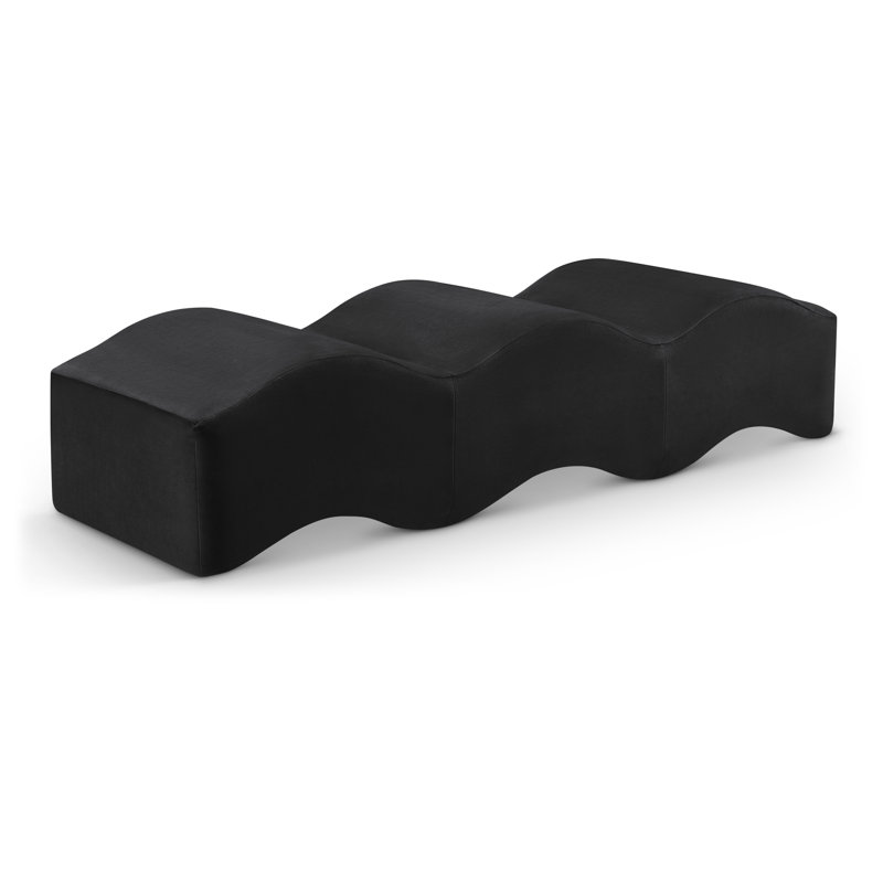 Banc en velours Leavon, Velours noir