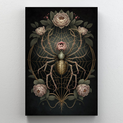 Pivoines et araignée - impression sur toile tendue