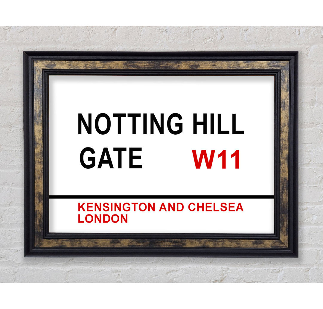 Notting Hill Gate Schilder - Einzelne Bilderrahmen Typografie