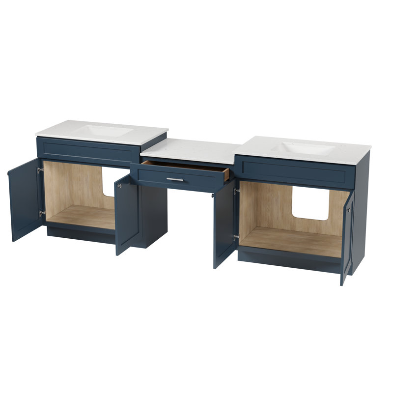 103'' Double Bathroom Vanity with Quartz Top, Blue