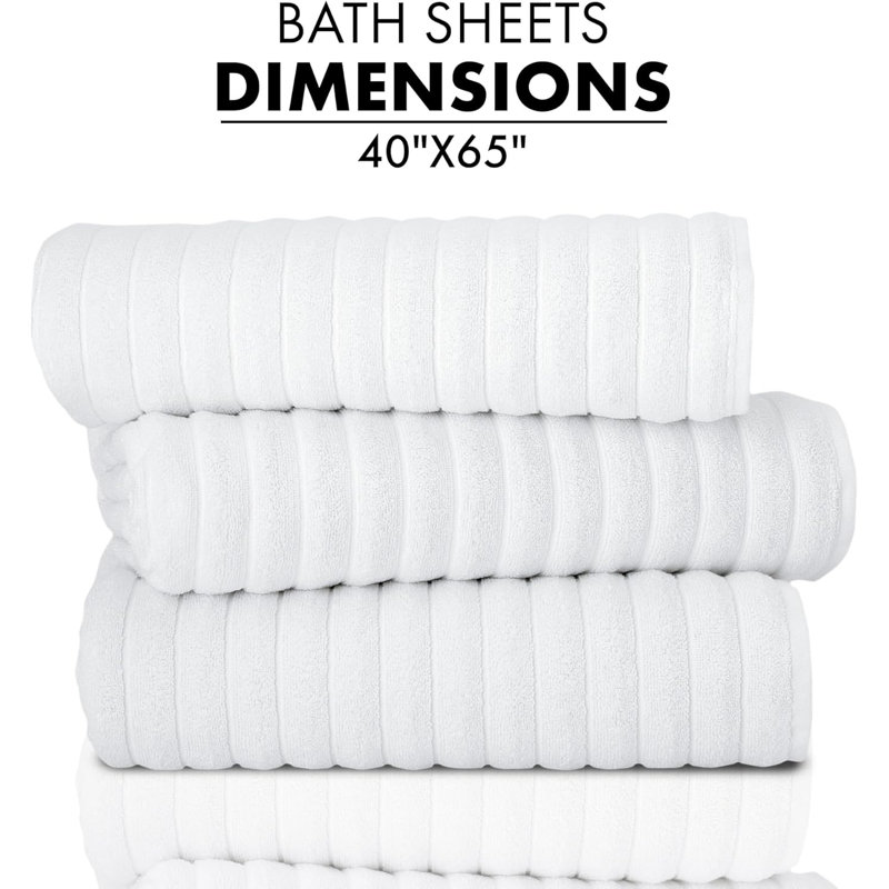 Ensemble de serviettes de bain en coton turc Fralick, Blanc