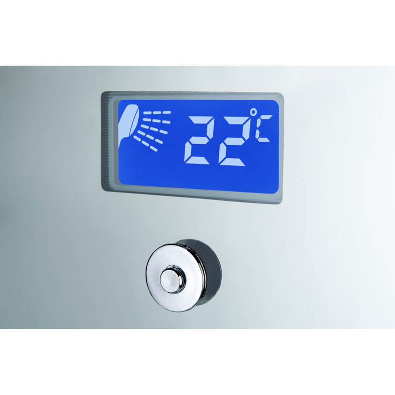 Blue 52" Stainless Steel Shower Panel with Rainfall Head and Jets