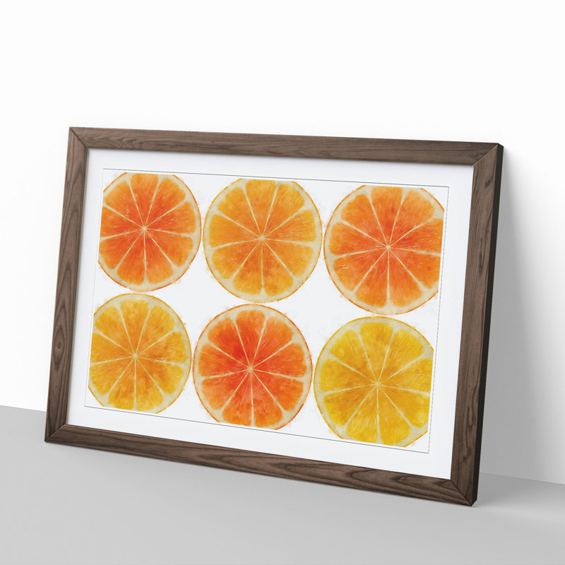 Orange Fruit Slices - Picture Frame Painting, Walnut Framed, 27cm H x 36cm W x 2cm D