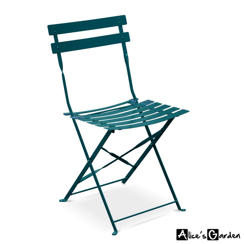 Westcliff Folding Thermo- Lacquered Steel Bistro Table, Duck Blue
