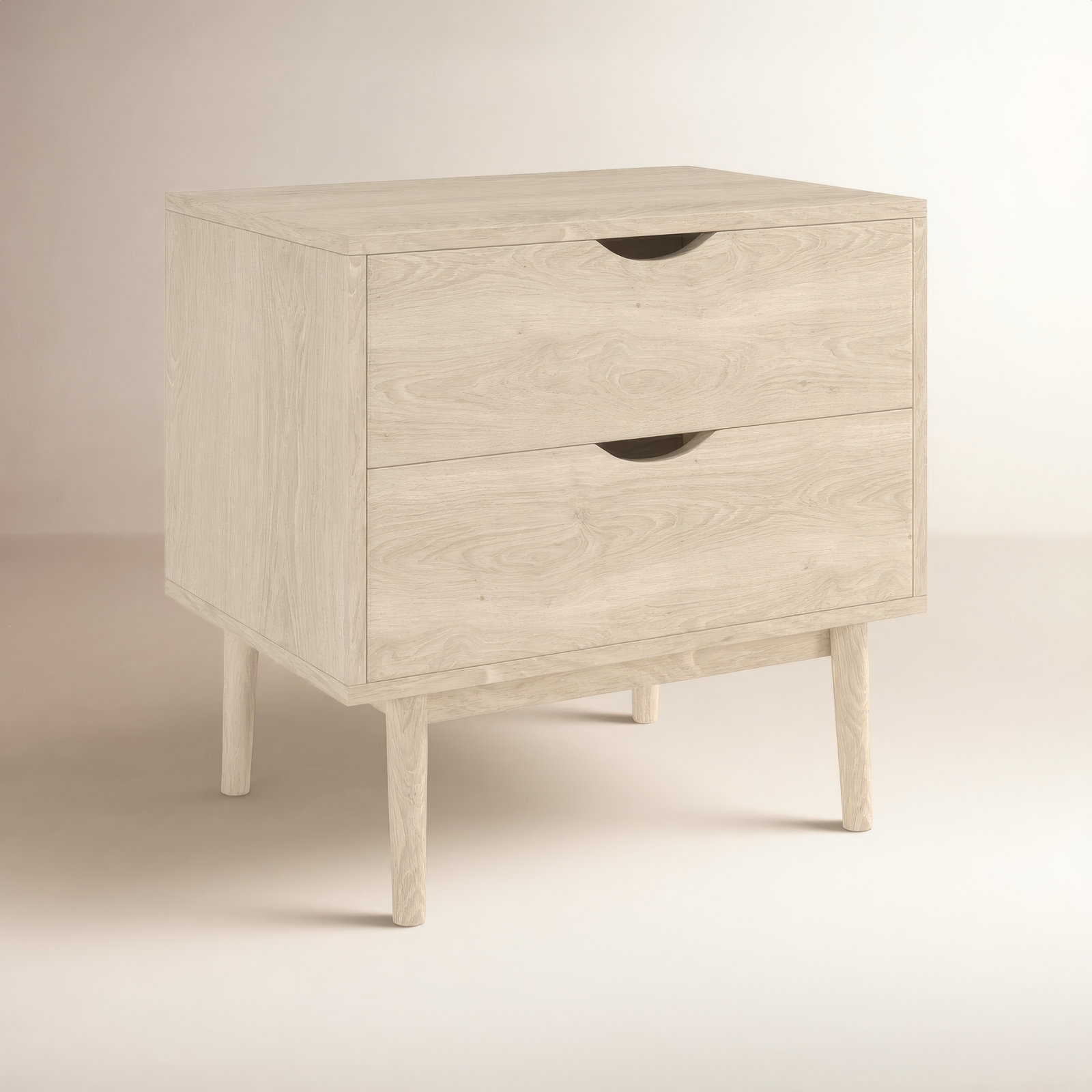 Indra Oak Nightstand, White Wash