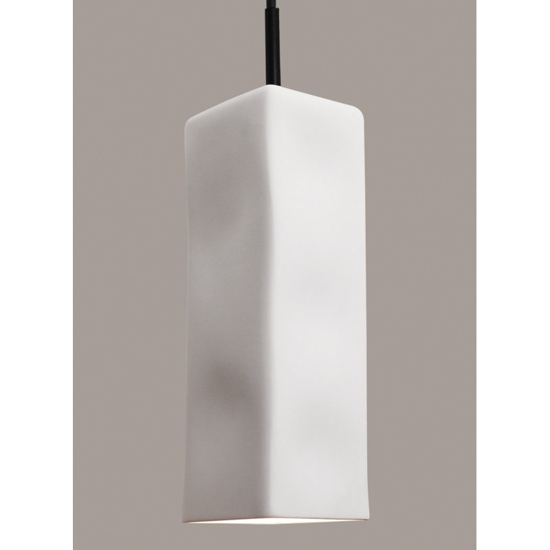 Luminaire suspendu carré/rectangulaire simple 1 lumière Shirk, Bisque