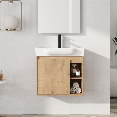 Meuble-lavabo simple mural 24 po avec comptoir en céramique 24 po