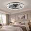 Ventilateur de plafond moderne en cristal noir avec lumière et télécommande, température de couleur réglable-304244327
