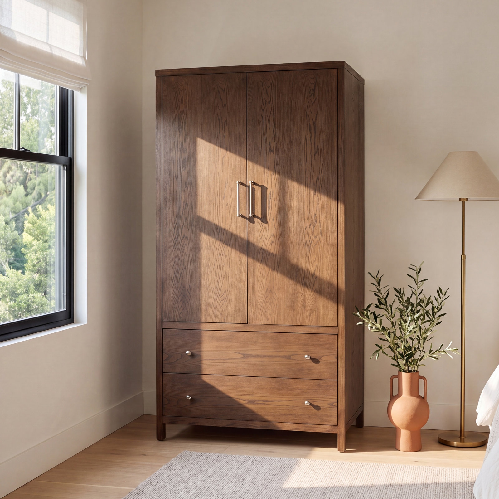 2-Drawer Armoire, Walnut