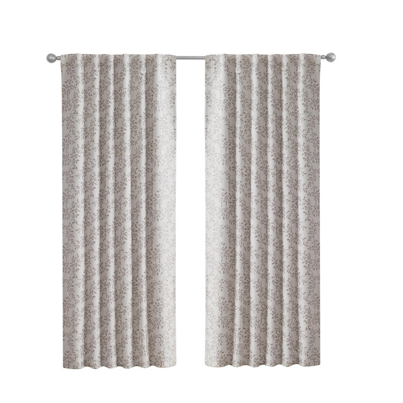 Panneau de rideau simple occultant avec passe-tringle Leaves, 50 po x 84 po, Taupe