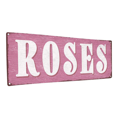 «Pink Roses Metal Sign» sur métal