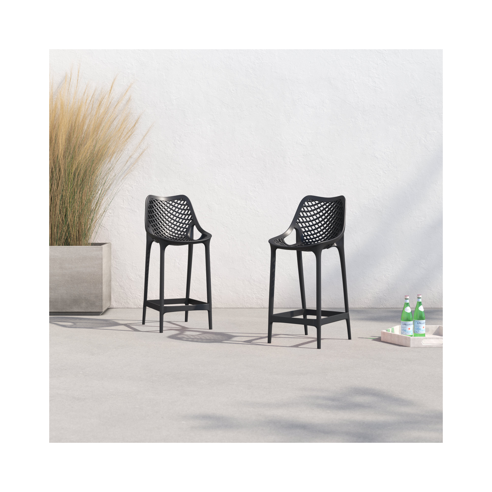 Farrah Patio Bar Stool, Black, 25.6"