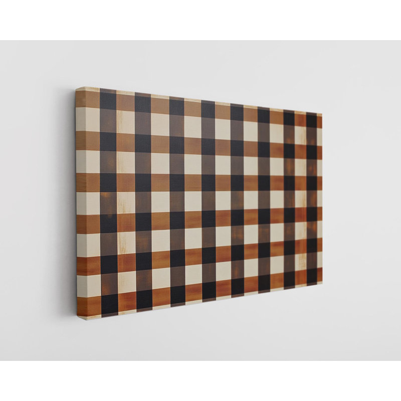 Motif vichy brun sur toile de haute qualité - décoration murale fabriquée à la main - art élégant - cadeau - décoration murale