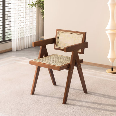 Chaises de salle à manger brun moderne de style Mid-Century avec accoudoirs, polyvalentes pour le salon et les espaces extérieurs