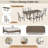 7-Piece Extendable Dining Table Set for 6, Rectangular Kitchen Table with 6 Upholstered Dining Chairs, Curved Back & Solid Wood Frame-504201831