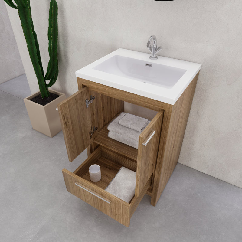 Ensemble de meuble-lavabo simple 23,6 po Eden, Chêne