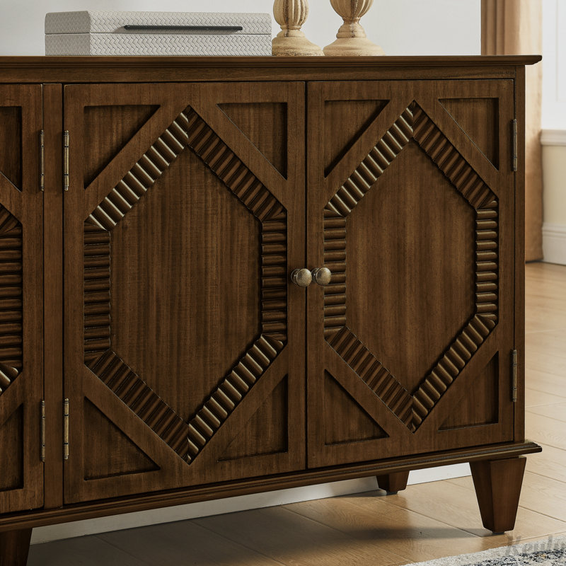 Buffet 65,2 "en bois rétro avec rangement, Noyer