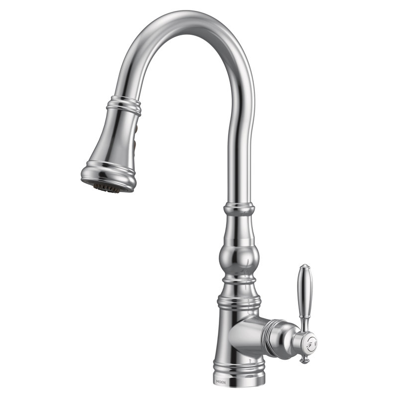 Moen Weymouth One-Handle Pull Down Single Handle Kitchen Faucet with Power Boost, Chrome