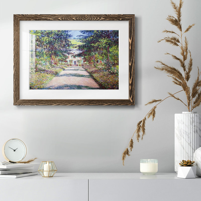 Sentier dans le jardin de Monet à Giverny, 1900, H 18 po x l 26 po x P 1,5 po, Noyer
