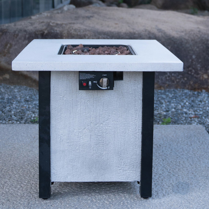 Table de foyer d'extérieur au gaz propane pour matériaux écologiques, Noir blanc