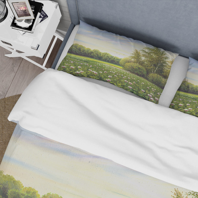 Spring Trees By The Meadows - Ensemble de housse de couette Country - Microfibre de polyester