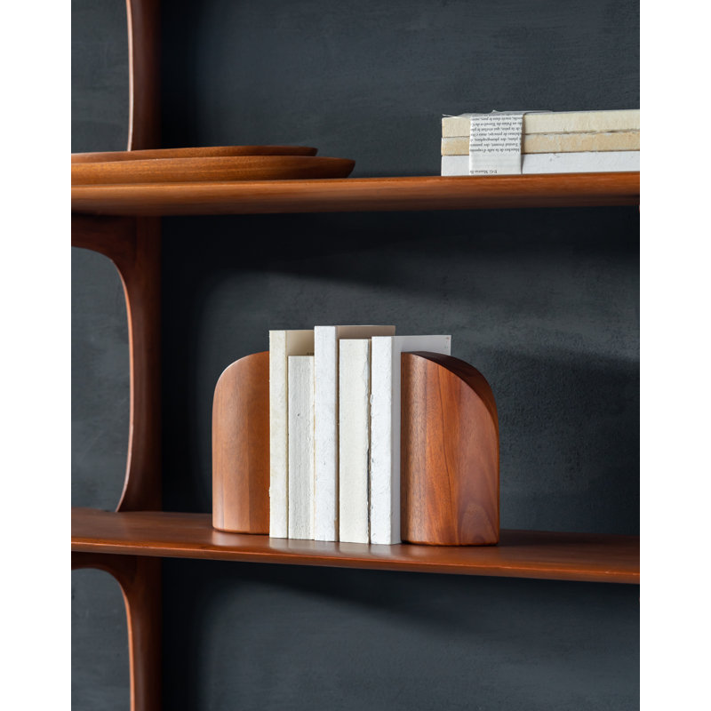 Pi Solid Wood Bookends, Brown