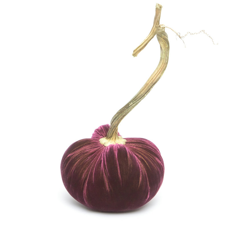 Eggplant Silk Velvet Pumpkin, 12" H x 10" W x 10" D
