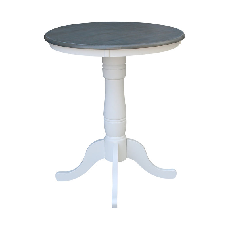 Mosteller Solid Wood Dining Table, 36" H x 30" W x 30" D, White/Heather Gray
