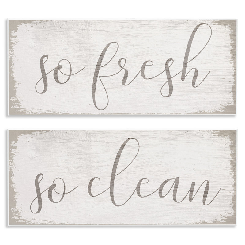 « so fraîche so clean », ensemble de 2 pièces textuelles sur bois
