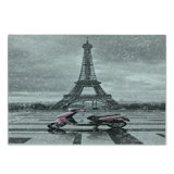 Ambesonne Eiffel Tower Tempered Glass Cutting Board Paris Scene Moped Grey Pink