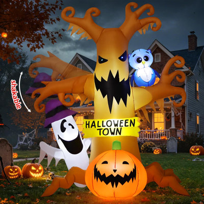 Arbre fantasmagorique animé d'Halloween 8 pi avec lumières DEL intégrées GOOSH