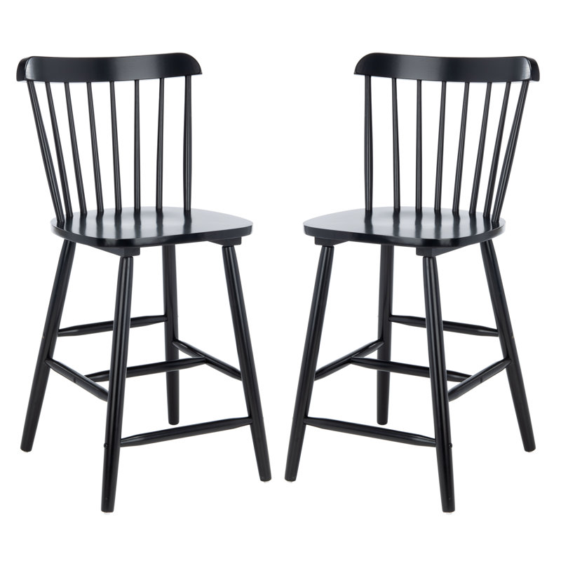 Solid Wood Counter Stool, Black, Counter Stool (61cm Seat Height)