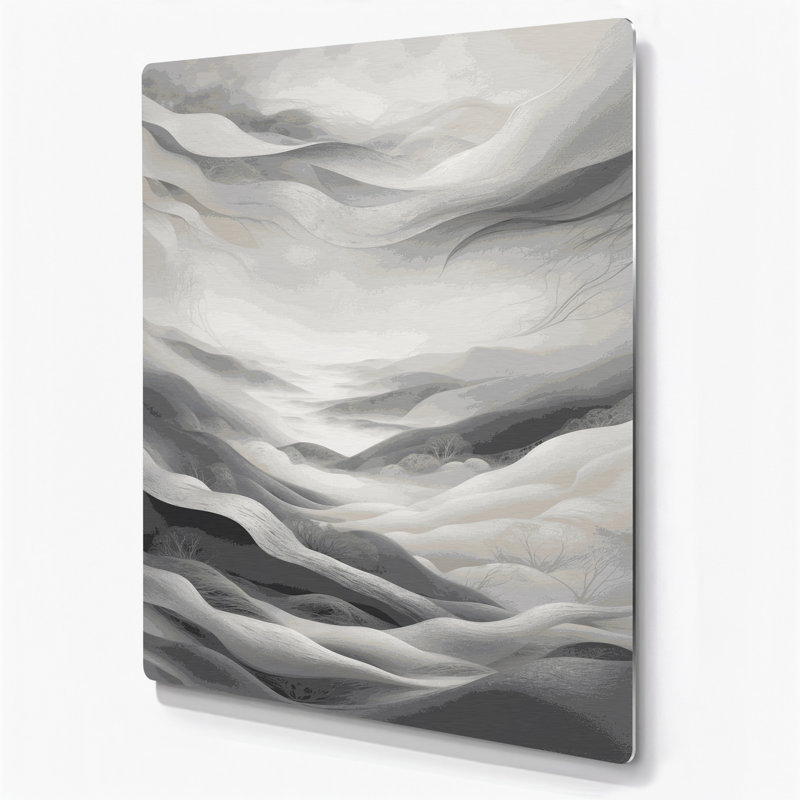 Abstract Landscape 82 Grey Metal Wall Art