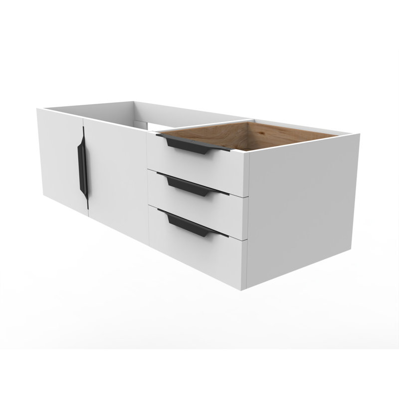 Alpine 48" Wall-Mounted Vanity Base, White/Black