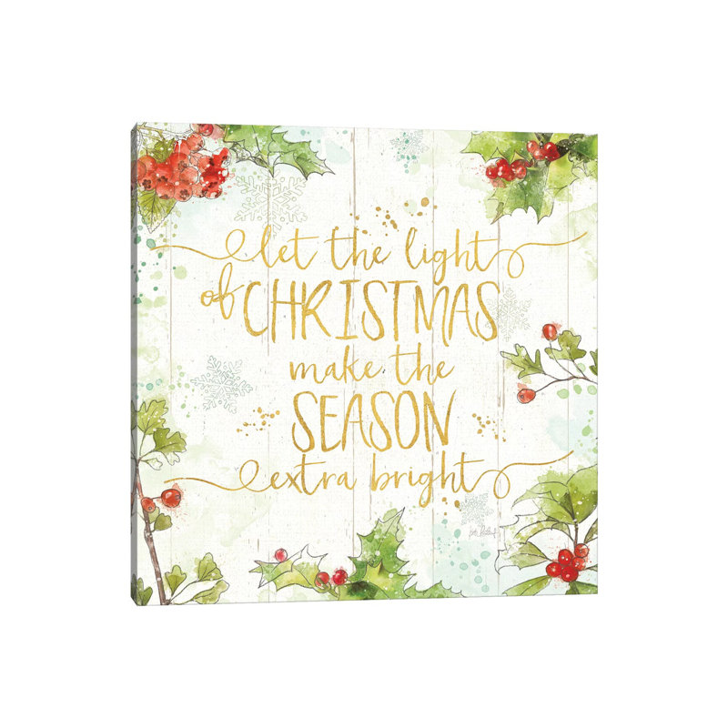 Christmas Sentiments II Gold On Wood by Katie Pertiet - Wrapped Canvas Print, 93.98cm H x 93.98cm W x 1.905cm D