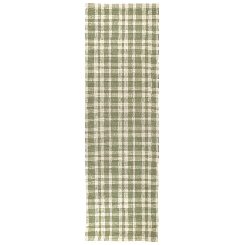 Tattersall Sage Handwoven Cotton Rug, Rectangle 4' x 6'